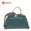 FENDI フェンディ 8M0355 フリル マイクロピーカブー 2WAY ポシェット カバン バッグ ハンドバック ショルダーバッグ レザー レディース グリーンブルー ブルー 新品同様 【中古】(4)