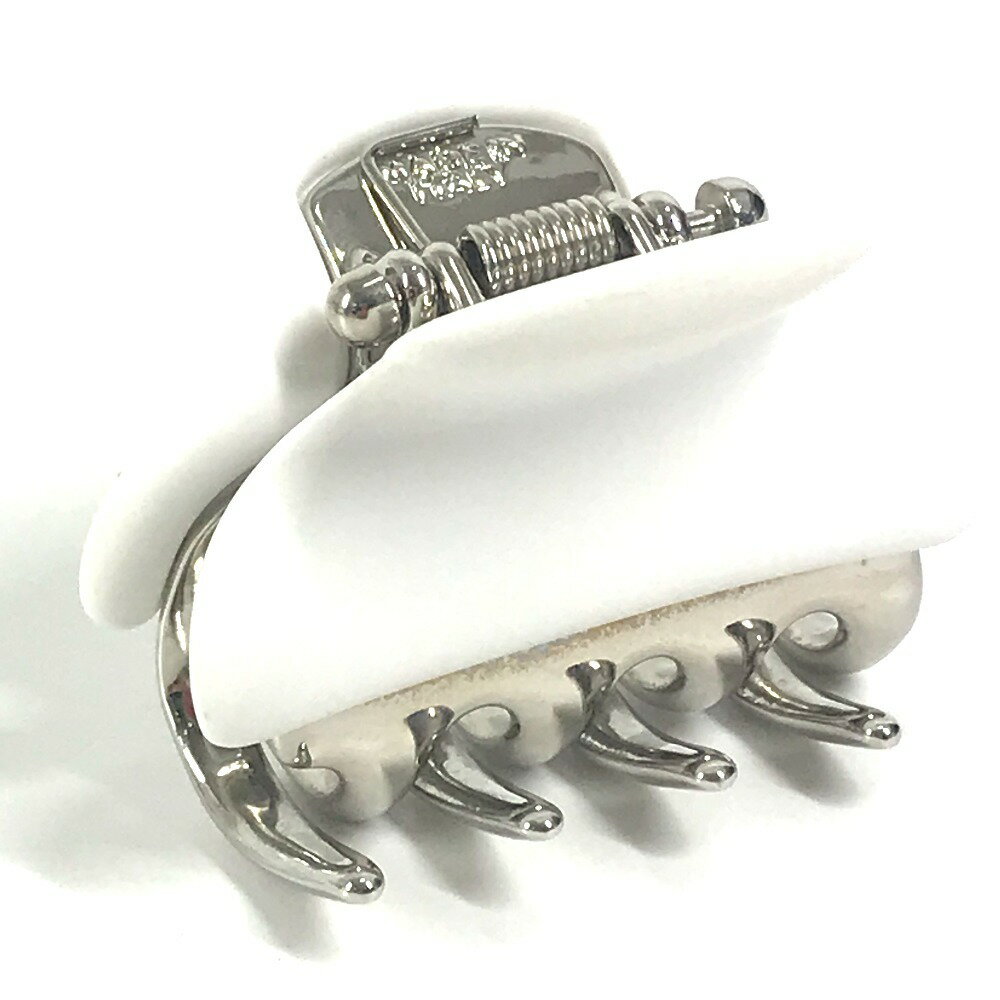 MIUMIU ミュウミュウ ロゴ ラインストーン ヘアクリップ ヘアアクセサリー ヘアピン メタル レディース ホワイト 【中古】