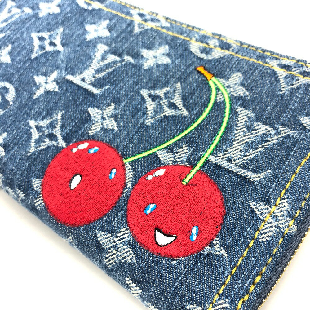 LOUIS VUITTON ルイヴィトン M23161 村上隆コラボ モノグラムデニム LV × TM ジッピー・ウォレット 財布 ウォレット サクランボ チェリー 長財布 ユニセックス ブルー 【新品】