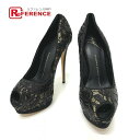 GIUSEPPE ZANOTTI ジュゼッペザノッティ オープントゥ パンプス スパンコール レディース ブラック 【中古】