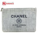 CHANEL シャネル ロゴ ドーヴィル ポーチ カバン クラッチバッグ キャンバス レディース ブルー 【中古】