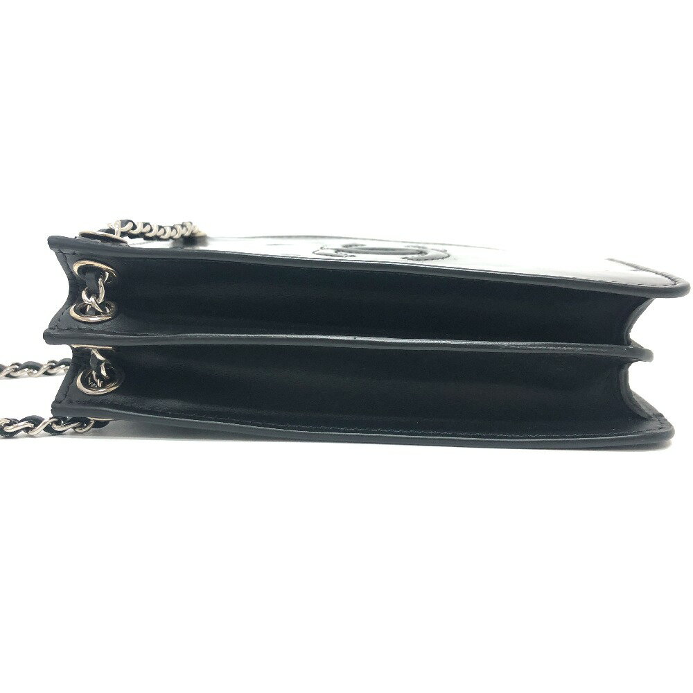 CHANEL シャネル ココマーク ポーチ チェーン ショルダーバッグ エナメル レディース ブラック 【中古】