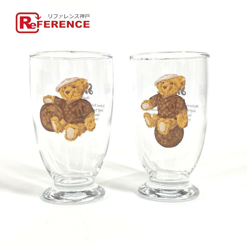 LOUIS VUITTON ルイヴィトン テディベア モチーフ クマ シュタイフ Steiff モノグラム コップ 2つセット 食器 ペア グラス 陶器 ユニセックス クリア 【中古】