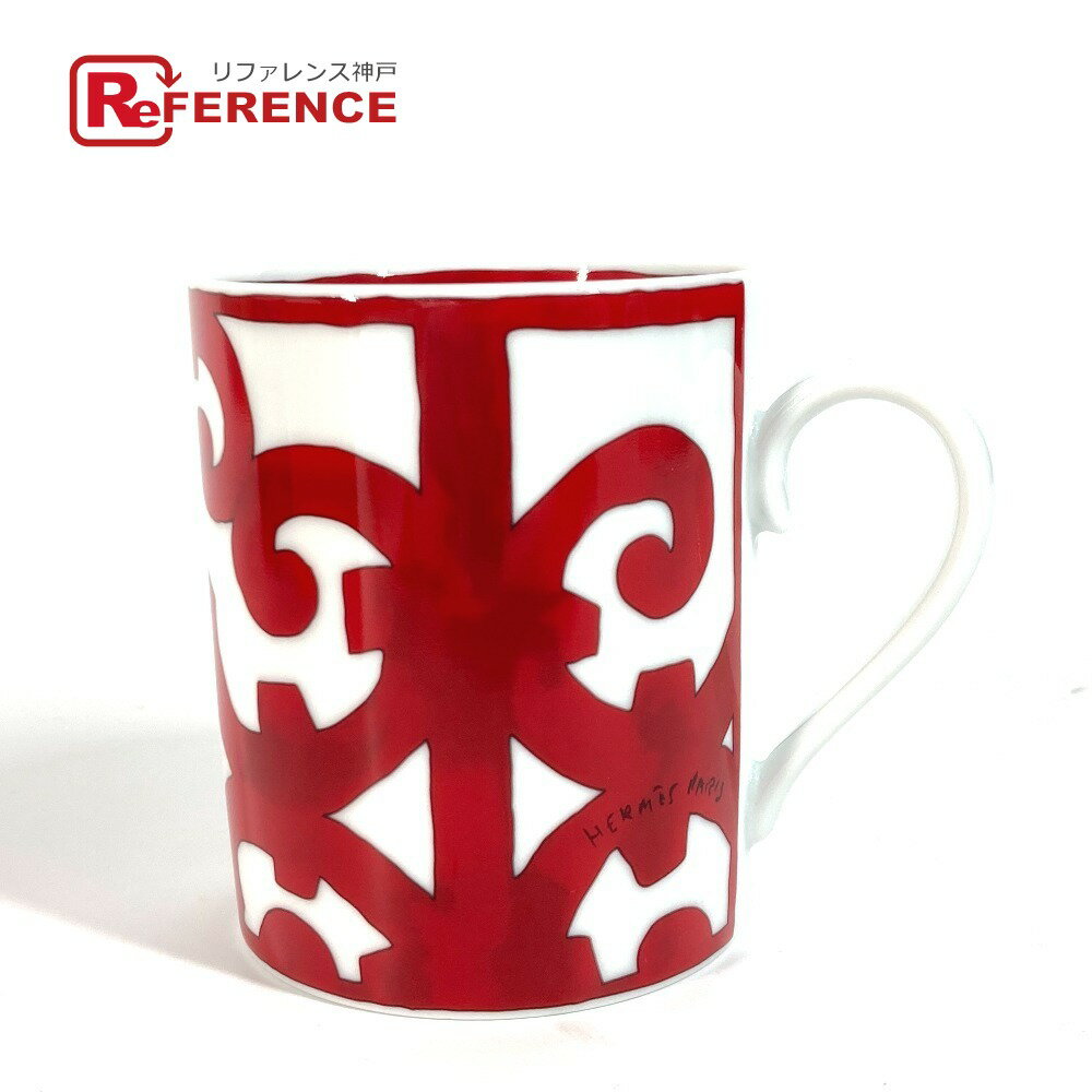 HERMES エルメス 300ml マグ 〈ガダルキヴィール〉 No1 コップ 食器 インテリア マグカップ 陶器 ユニセックス レッド 未使用 【中古】