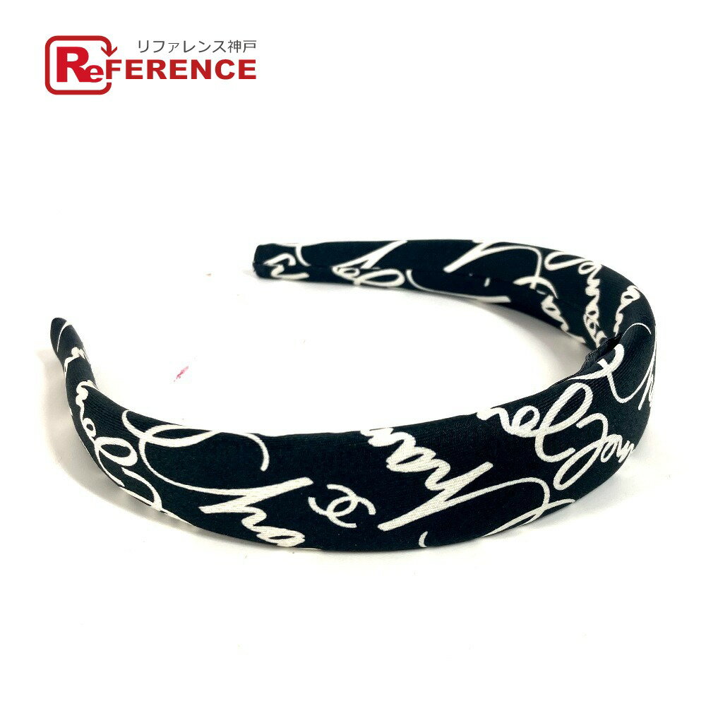 CHANEL シャネル ロゴ バイカラー ヘアアクセサリー ヘッドバンド ヘアバンド カチューシャ シルク レディース ブラック 【中古】のサムネイル