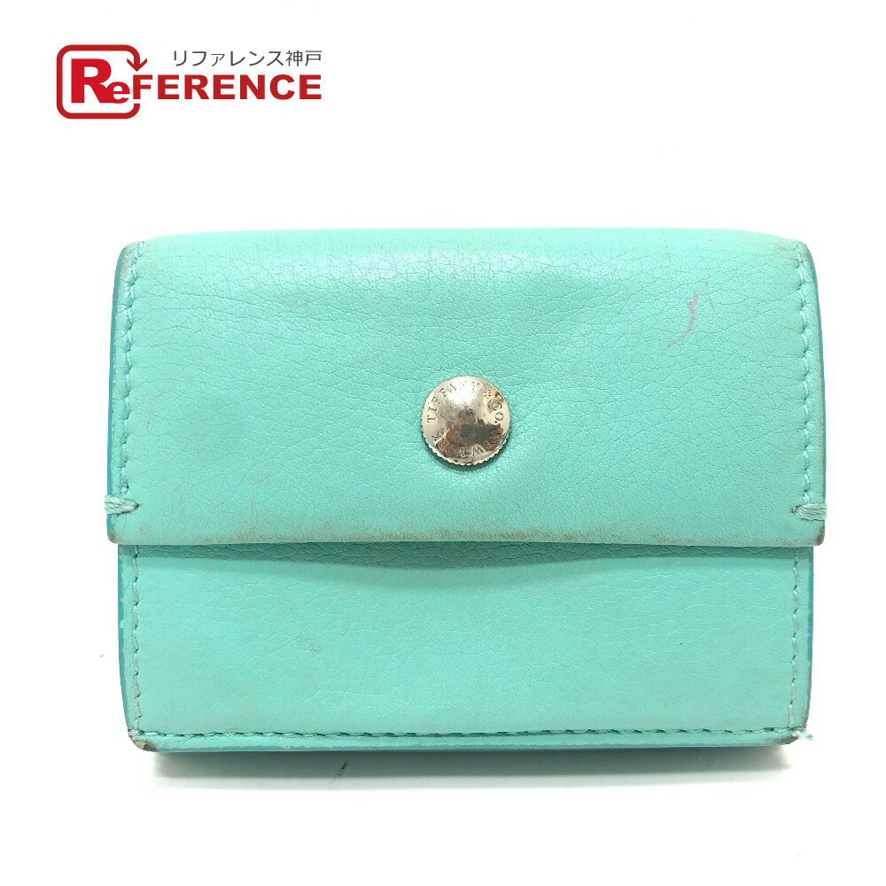 TIFFANY&Co. ティファニー コンパクトウォレット 財布 ウォレット 3つ折り財布 レザー レディース ブルー 【中古】