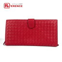 BOTTEGA VENETA ボッテガヴェネタ イントレチャート トラベルポーチ トラベルケース ロングウォレット 長財布 レザー ユニセックス レッド 【中古】