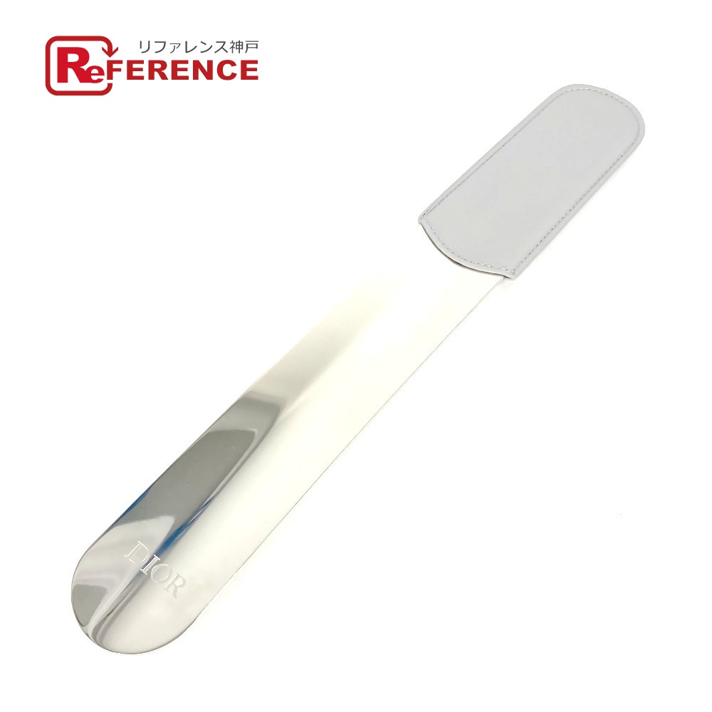 Dior ディオール ロゴ ダイヤモンド 靴ベラ インテリア シューホーン 靴べら レザー /メタル ユニセックス グレー 未使用 【中古】