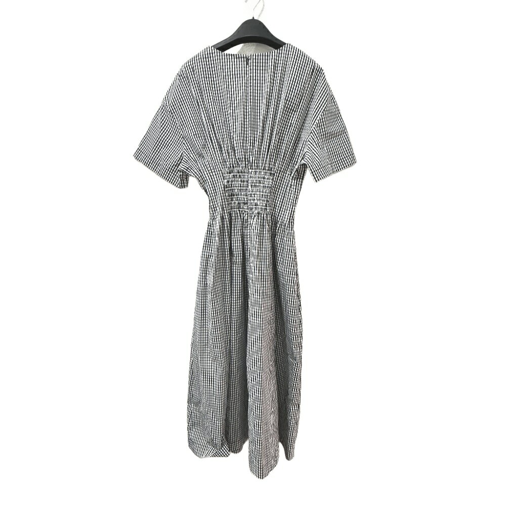 LE CIEL BLEU ルシェルブルー 26S65618 ギンガムチェック ラウンドフォームドレス アパレル 半袖 ワンピース コットン レディース ホワイト 未使用 【中古】