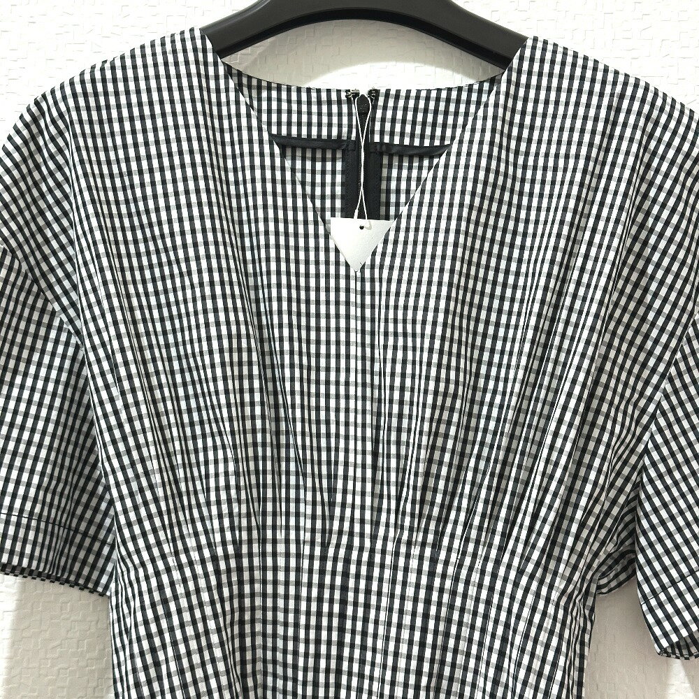 LE CIEL BLEU ルシェルブルー 26S65618 ギンガムチェック ラウンドフォームドレス アパレル 半袖 ワンピース コットン レディース ホワイト 未使用 【中古】