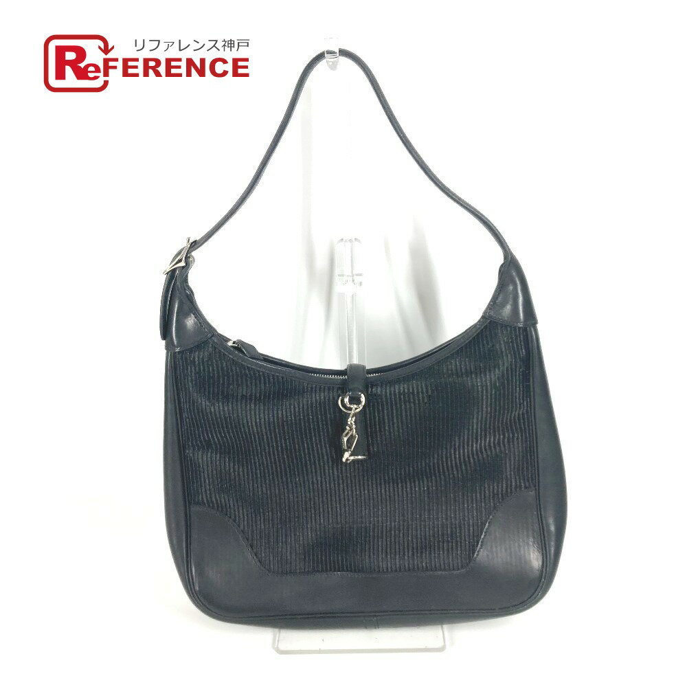 HERMES エルメス トリム31 トリム 31 カバン 肩掛け ショルダーバッグ ストロー /レザー レディース ブラック 【中古】