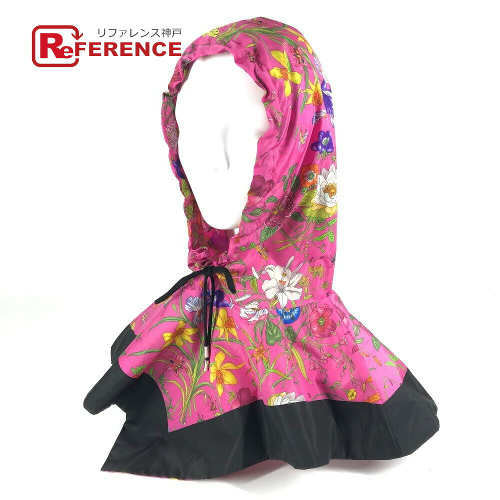 GUCCI グッチ 555181 フード フーディー フローラ フローラル 花柄 アパレル トップス ポンチョ ナイロン レディース ピンク 【中古】