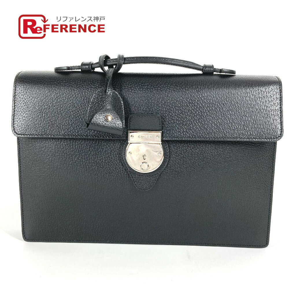 GUCCI グッチ 295256 ロゴ ビジネスバッグ カバン ブリーフケース ハンドバッグ レザー メンズ ブラック 【中古】