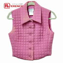 CHANEL シャネル P15739 00S CC ココマーク キルティング 袖なし トップス アウター アパレル ベスト シルク レディース ピンク 【中古】