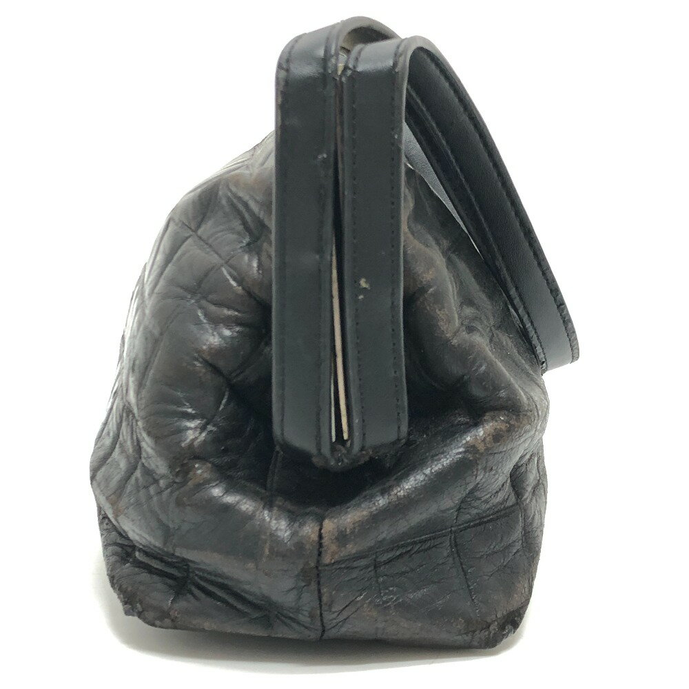 CHANEL シャネル チョコバー カバン がま口 ココマーク ハンドバッグ 肩掛け ショルダーバッグ ラムスキン レディース ブラック 【中古】