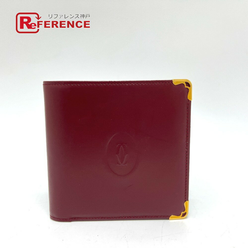 CARTIER カルティエ マストライン 財布 ウォレット 2つ折り財布 レザー レディース ワインレッド 【中古】