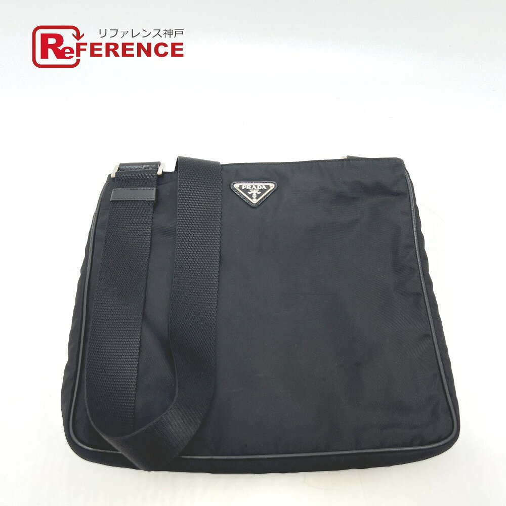 PRADA プラダ VA0251 トライアングルプレート フラット カバン バッグ 斜め掛け ショルダーバッグ ナイロン レディース NERO ブラック 【中古】