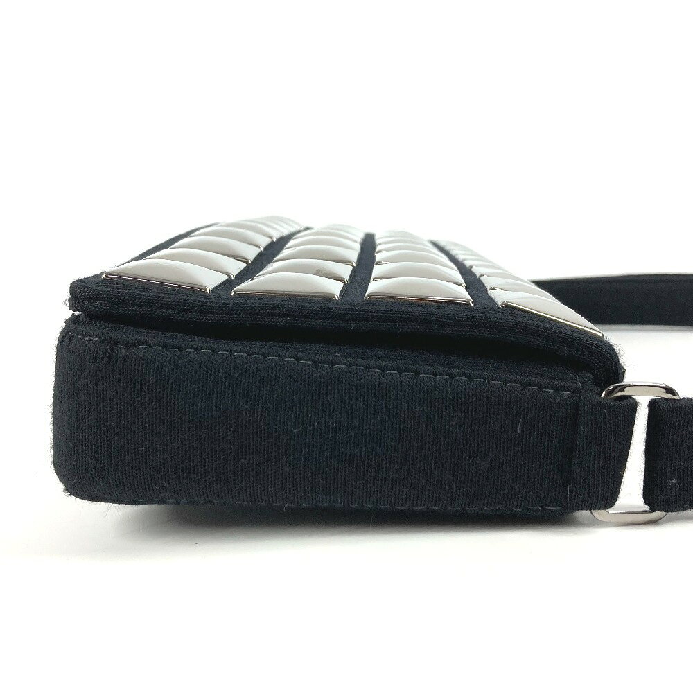 CHANEL シャネル CC ココマーク ロゴ アイスキューブ 肩掛け カバン フラップ ショルダーバッグ コットン レディース ブラック 【中古】