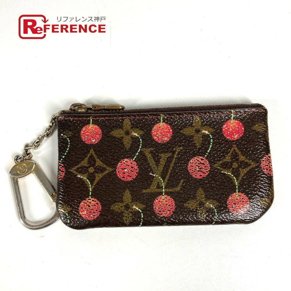 LOUIS VUITTON ルイヴィトン M95042 モノグラムチェリー 村上隆 ポシェットクレ キーケース 財布 小銭入れ キーリング付き コインケース モノグラムキャンバス レディース レッド 【中古】