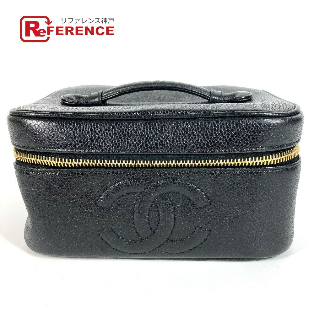CHANEL シャネル A01997 CC ココマーク ロゴ カバン バニティバッグ ポーチ ボックス BOX ハンドバッグ キャビアスキン レディース ブラック 【中古】
