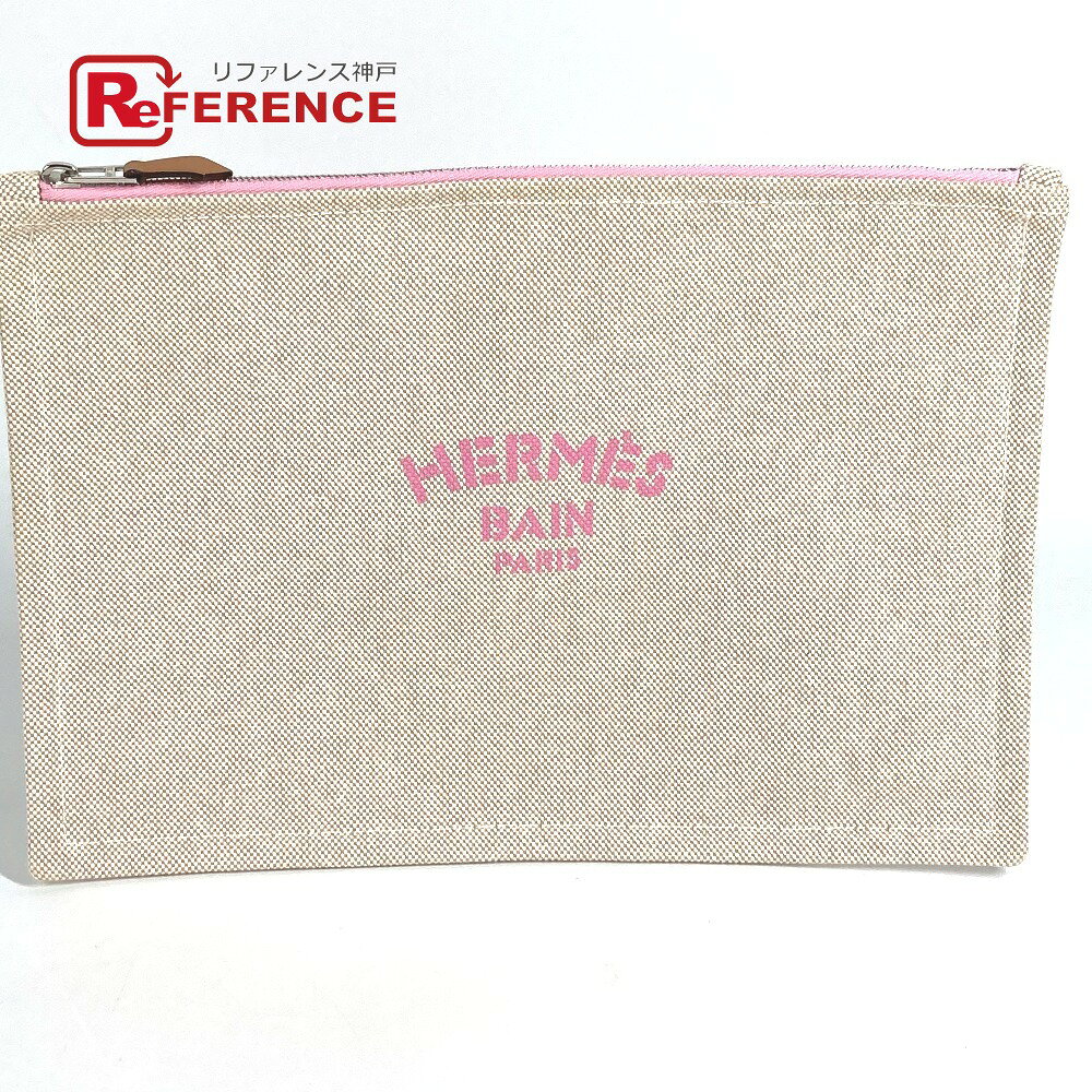 HERMES エルメス ヨッティングGM ヨッティング GM クラッチバッグ カバン メイクポーチ マルチポーチ ポーチ キャンバス ユニセックス ピンク 【中古】