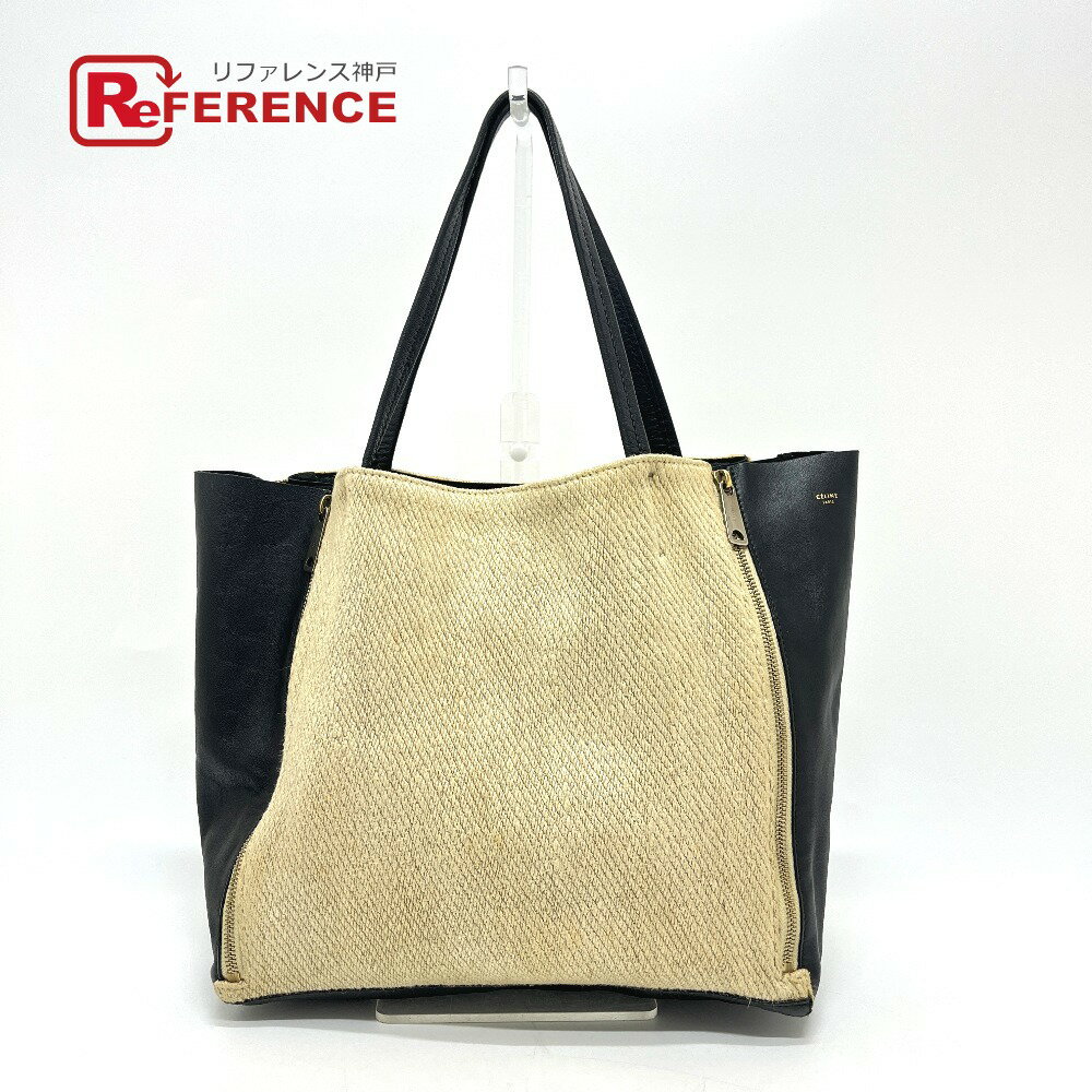 CELINE セリーヌ カバガゼット カバン バッグ ハンドバッグ トートバッグ 麻 /レザー レディース ベージュ 【中古】
