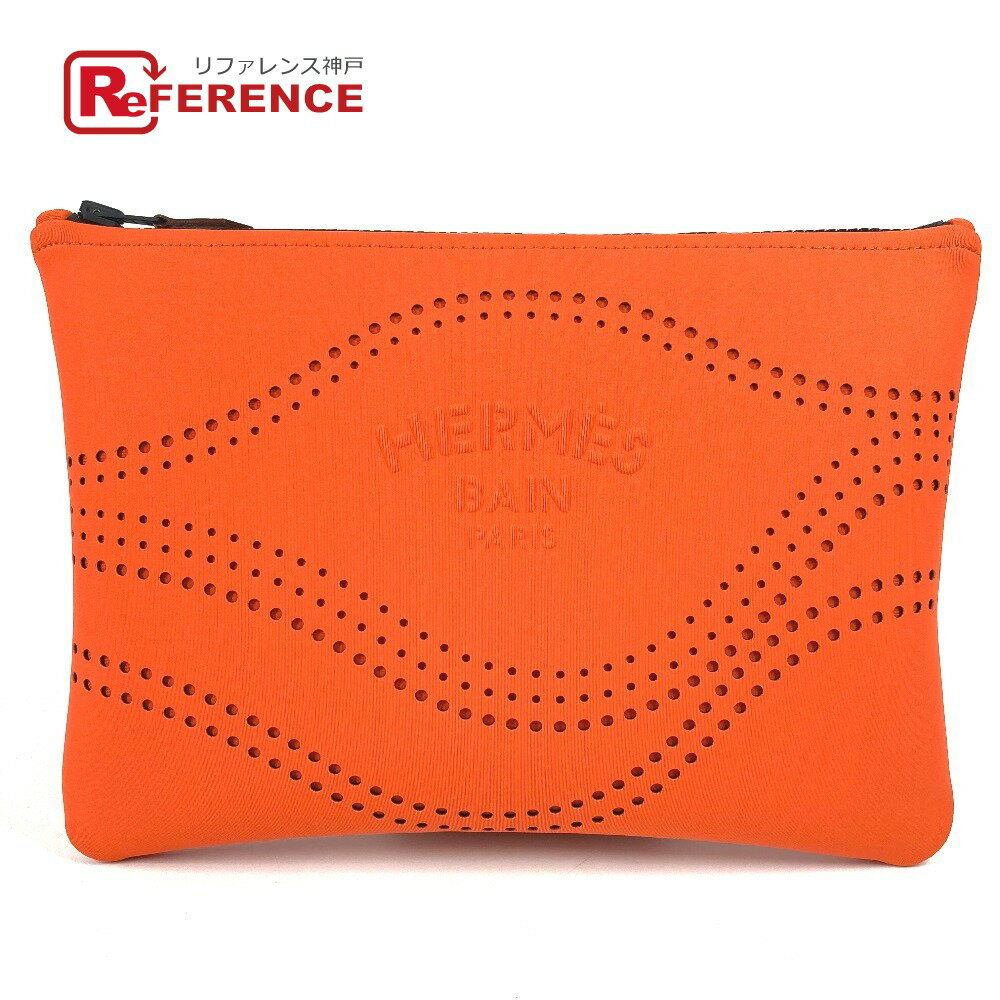HERMES エルメス トゥルーストワレット ネオバンカノエMM ネオバンカノエ MM クラッチバッグ カバン メイクポーチ マルチポーチ ポーチ ポリアミド /エラスタン ユニセックス オレンジ 【中古】