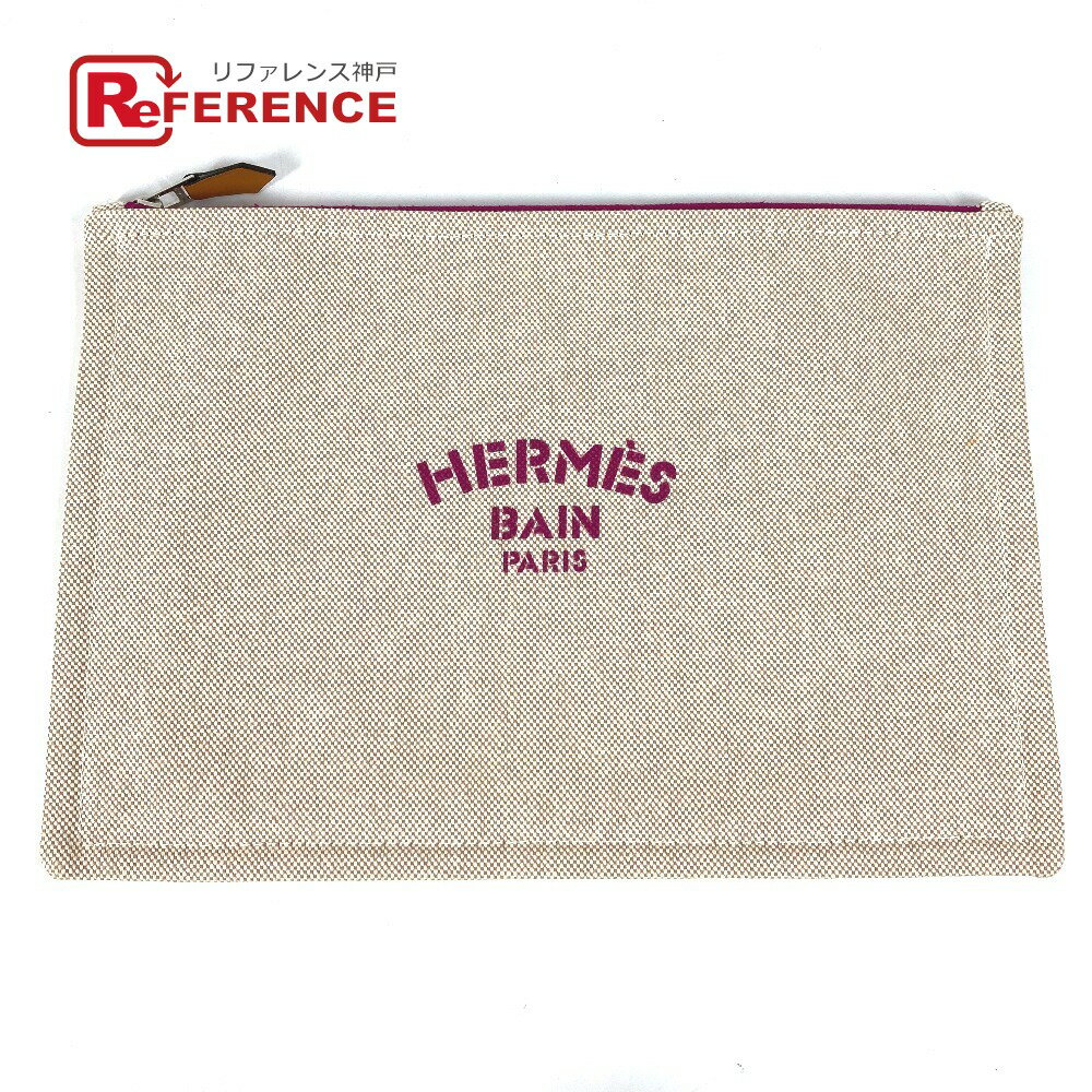 HERMES エルメス ヨッティングGM ヨッティング GM クラッチバッグ カバン メイクポーチ マルチポーチ ポーチ コットン ユニセックス ピンク 【中古】