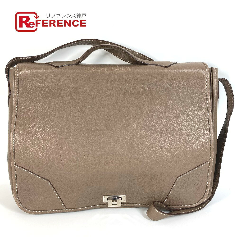 乐天商城 - HERMES エルメス フラップ ヴィクトリア メッセンジャーバッグ ビジネスバッグ カバン 2WAYバッグ ショルダーバッグ 斜め掛け ハンドバッグ トリヨンクレマンス ユニセックス エトゥープ グレー 【中古】
