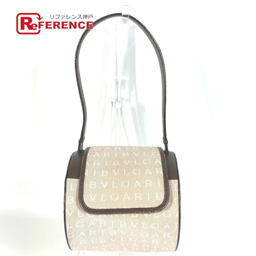 BVLGARI ブルガリ ブルガリブルガリ ロゴ B-ZERO1 ビーゼロワン ドラム カバン ショルダーバッグ 肩掛け フラップ ハンドバッグ レザー/キャンバス レディース ベージュ 【中古】