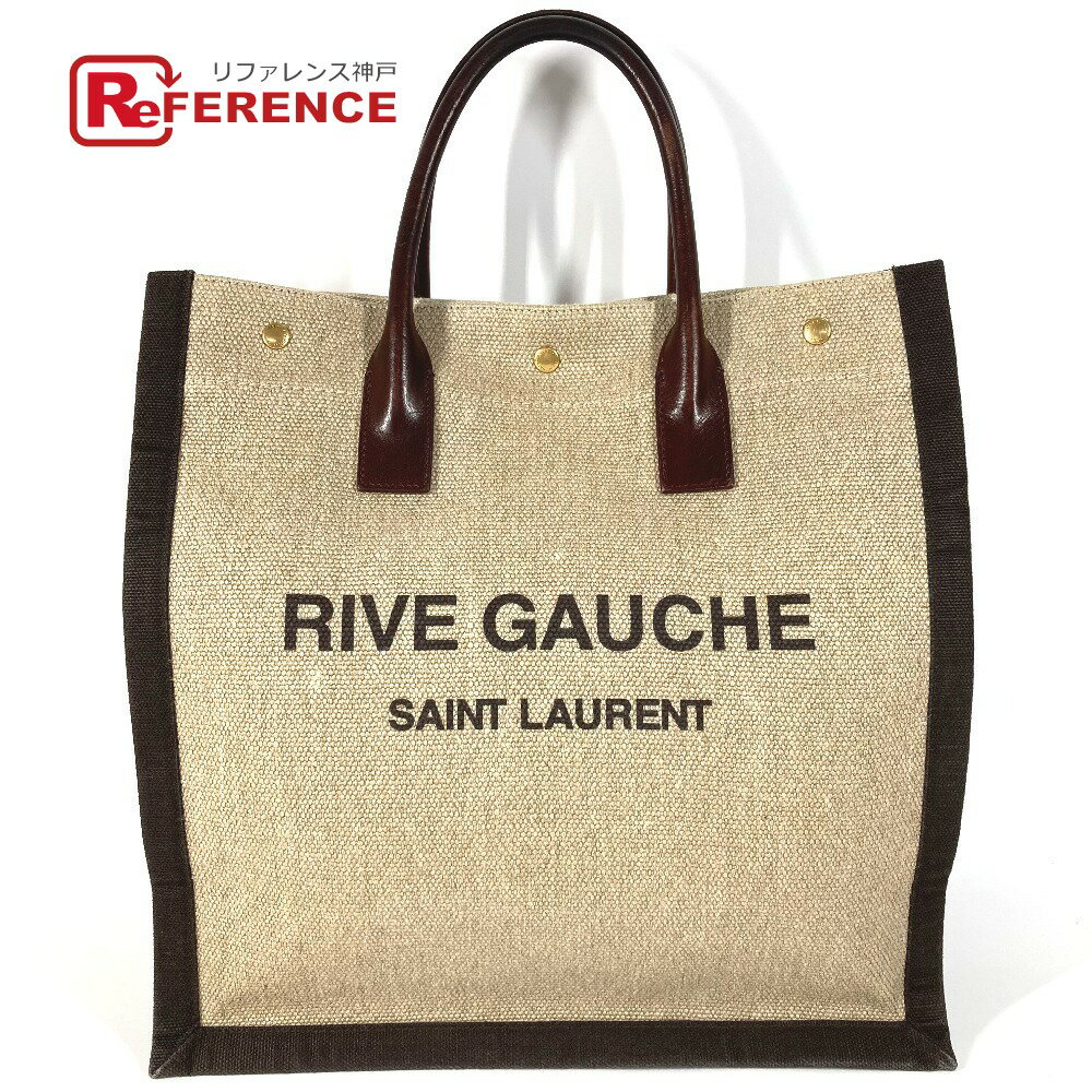 乐天商城 - SAINT LAURENT PARIS サンローランパリ 631682 RIVE GAUCHE ノエ リヴ・ゴーシュ カバン トートバッグ ショルダーバッグ 縦型トート ハンドバッグ リネン /レザー ユニセックス ブラウン 【中古】