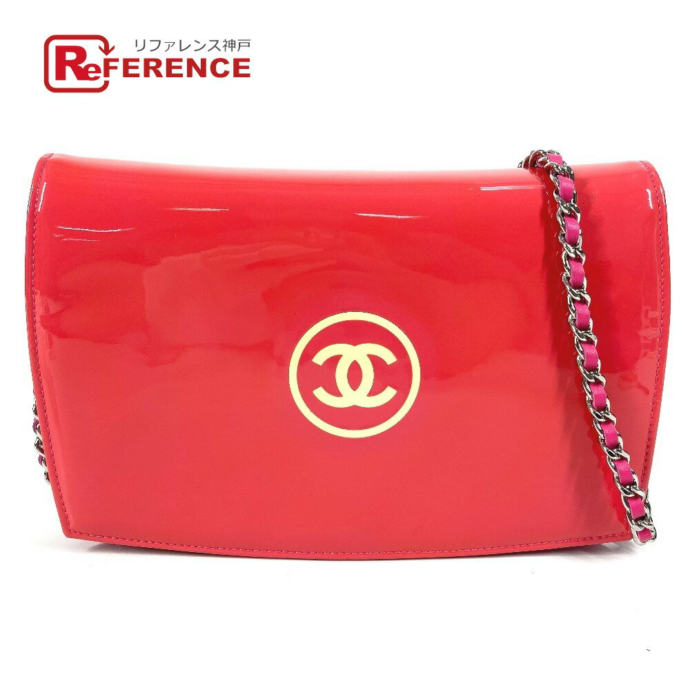 CHANEL シャネル メイクアップ チェーンウォレット ロングウォレット フラップ ショルダーバッグ 斜め掛け 長財布 パテントレザー レディース ピンク 【中古】