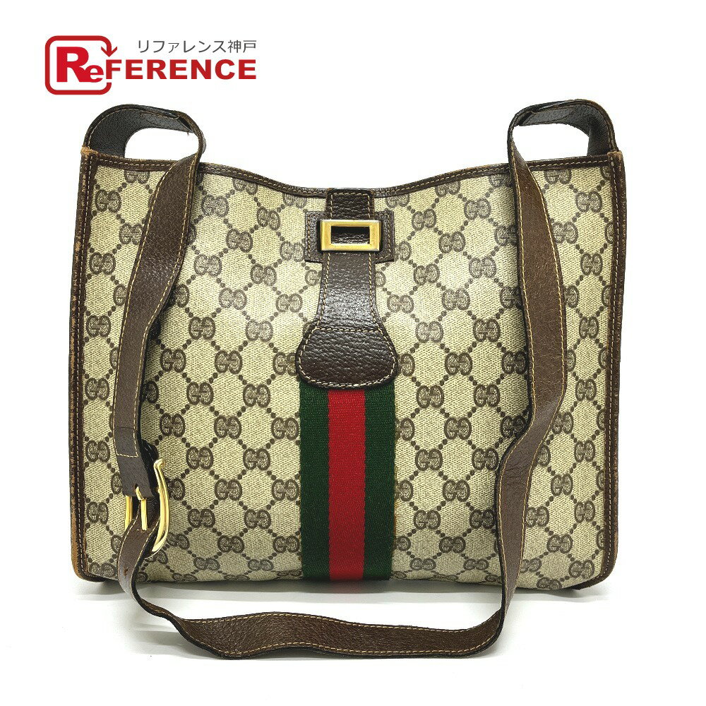 GUCCI グッチ オールドグッチ GGプラス ウェビングライン カバン バッグ 斜め掛け ショルダーバッグ GGPVC/レザー レディース ブラウン 【中古】(4.0)