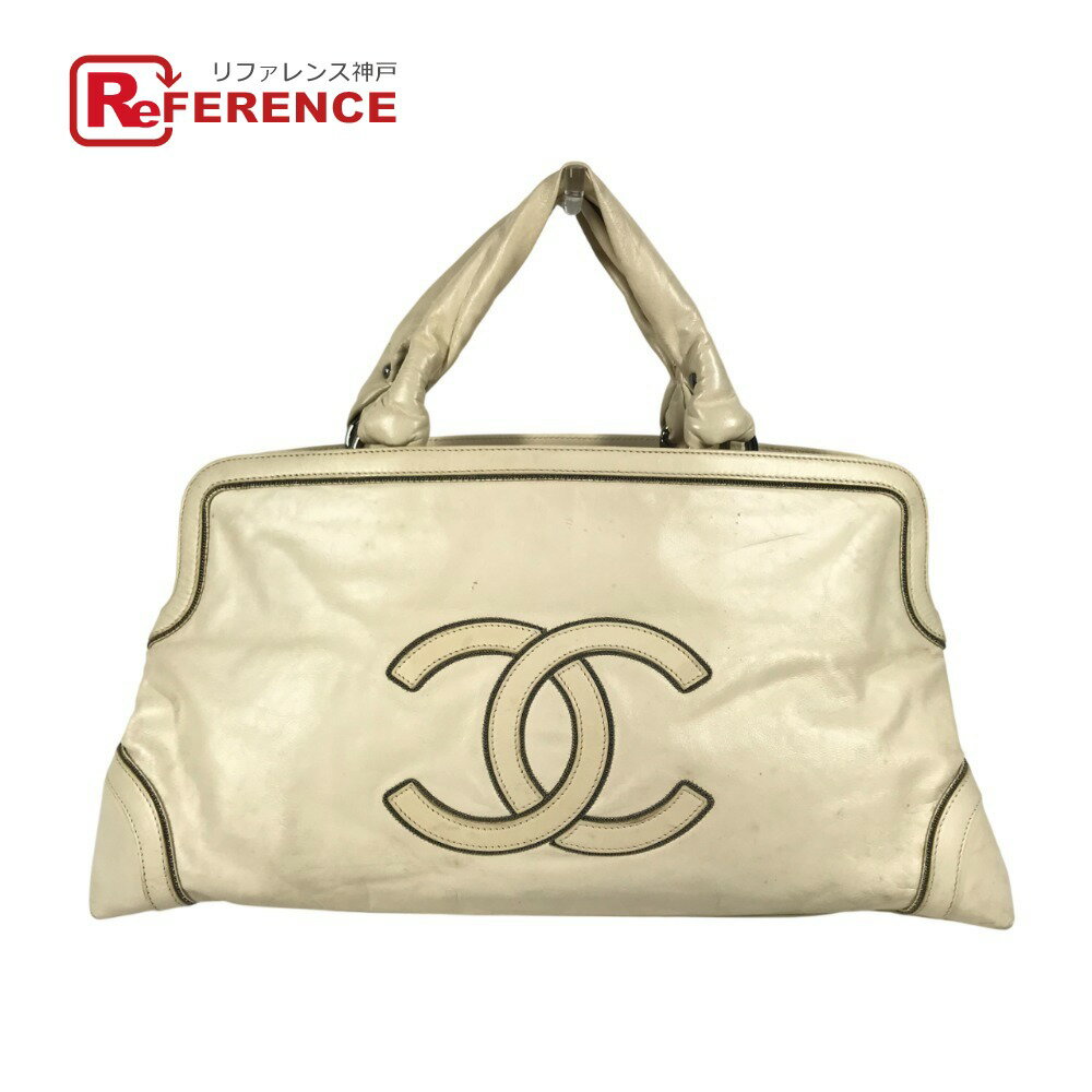 CHANEL シャネル CC ココマーク ロゴ チェーンロゴ カバン ミニボストンバッグ ハンドバッグ レザー ユニセックス ホワイト 【中古】