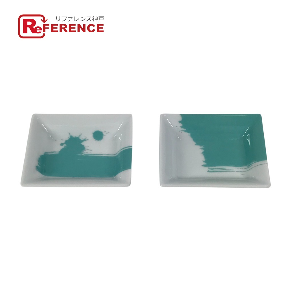 TIFFANY&Co. ティファニー ヴィドポシェ 灰皿 カラーブロック ミニ アッシュトレイ 2つセット ペア 灰皿 陶器 ユニセックス ブルー 未使用 【中古】