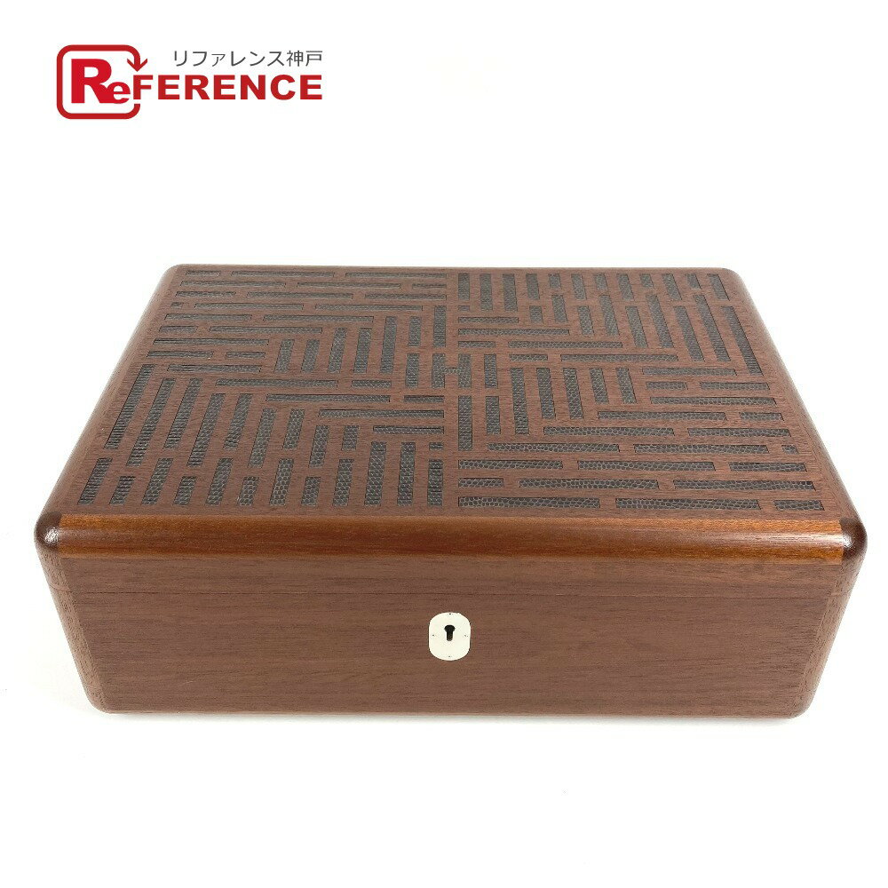HERMES エルメス H313129M ウォッチケース 時計 box ボックス カザック H デティール Casaque H en Dedale watch and cufflink box アクセサリー インテリア カフス 小物入れ ウッド /リザード ユニセックス ブラウン 【中古】