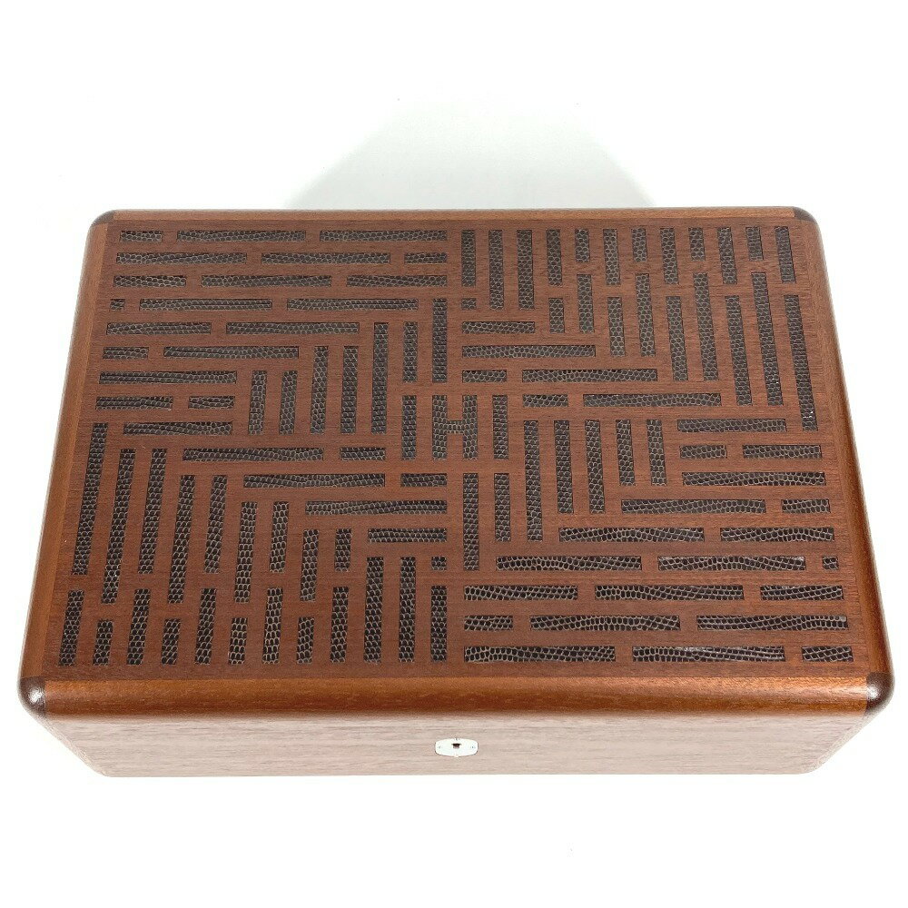 HERMES エルメス H313129M ウォッチケース 時計 box ボックス カザック H デティール Casaque H en Dedale watch and cufflink box アクセサリー インテリア カフス 小物入れ ウッド /リザード ユニセックス ブラウン 【中古】