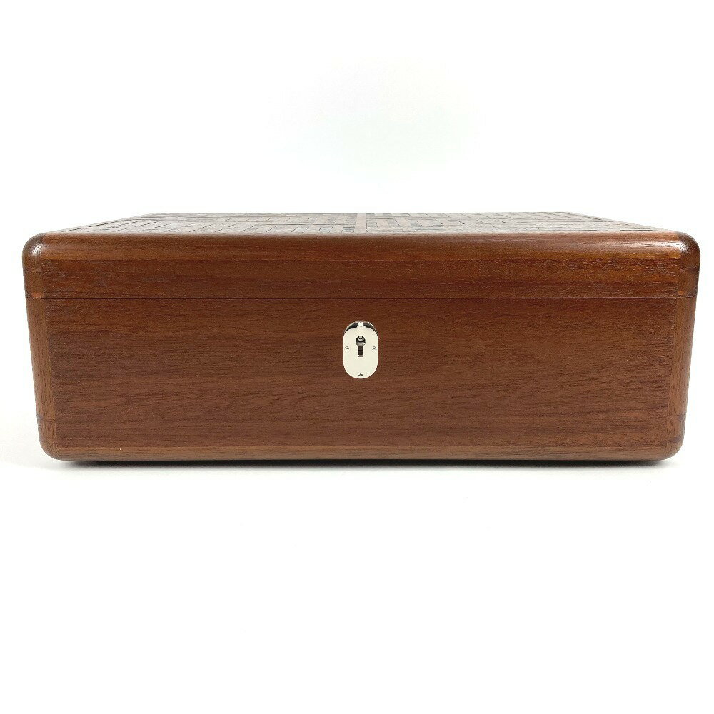 HERMES エルメス H313129M ウォッチケース 時計 box ボックス カザック H デティール Casaque H en Dedale watch and cufflink box アクセサリー インテリア カフス 小物入れ ウッド /リザード ユニセックス ブラウン 【中古】