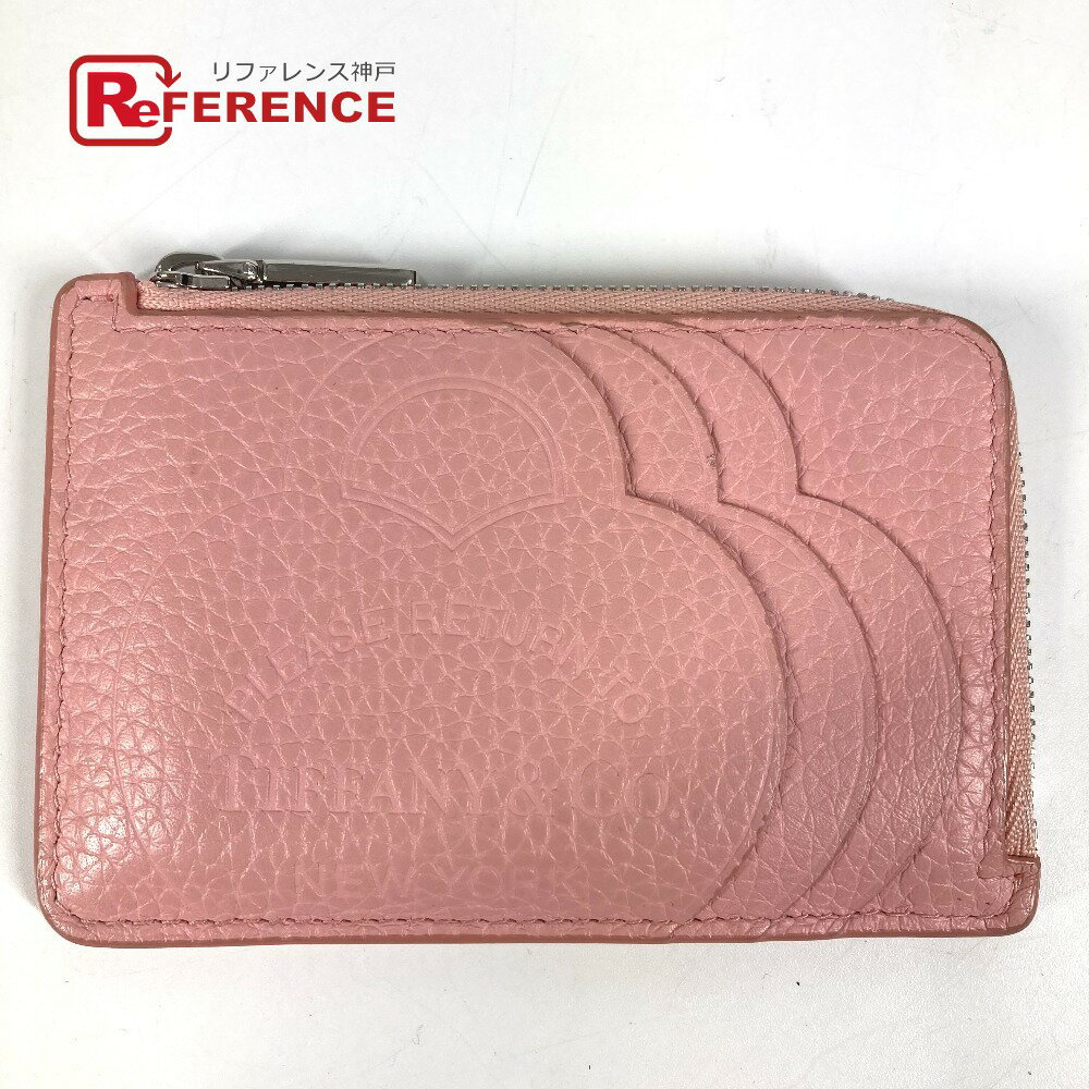 TIFFANY&Co. ティファニー リターントゥハート ロゴ L字ファスナー 小銭入れ 財布 コインケース レザー レディース ピンク 【中古】