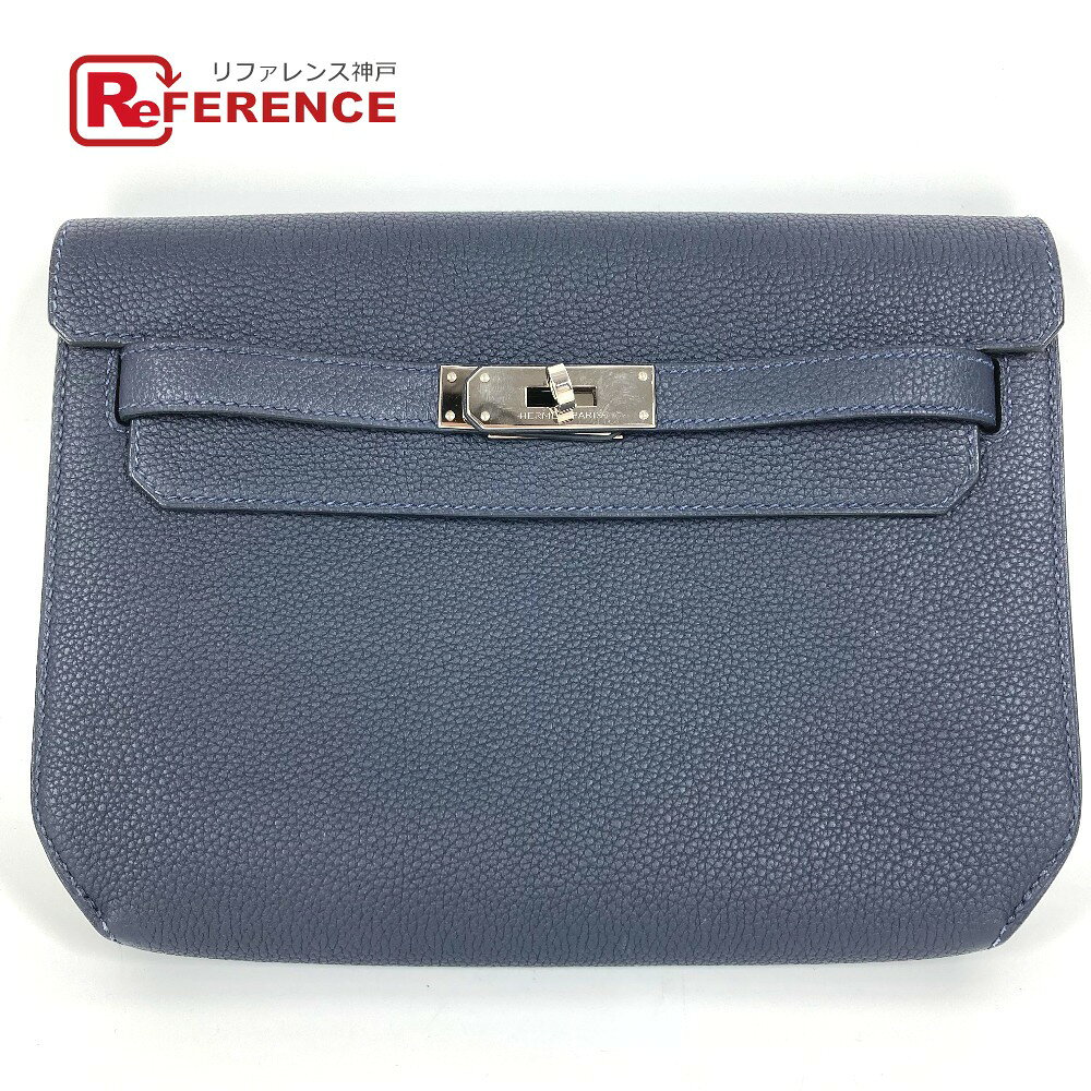 HERMES エルメス ケリーデペッシュ25 ケリーデペッシュ 25 セカンドバッグ ポーチ カバン フラップ クラッチバッグ トゴ ユニセックス ネイビー 【中古】