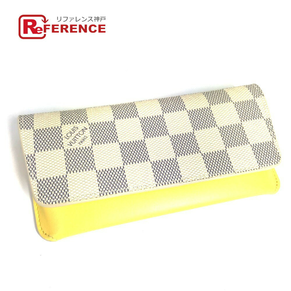 LOUIS VUITTON ルイヴィトン GI0388 ダミエアズール エテュイ リュネット ウディ ポーチ 眼鏡 アイウェア サングラス メガネケース ダミエアズールキャンバス ユニセックス イエロー 【中古】