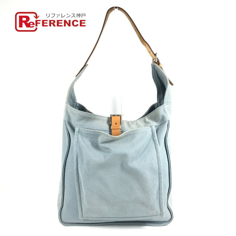 HERMES エルメス マルワリGM マルワリ GM 肩掛け カバン トートバッグ ショルダーバッグ レザー/キャンバス ユニセックス ブルー 【中古】