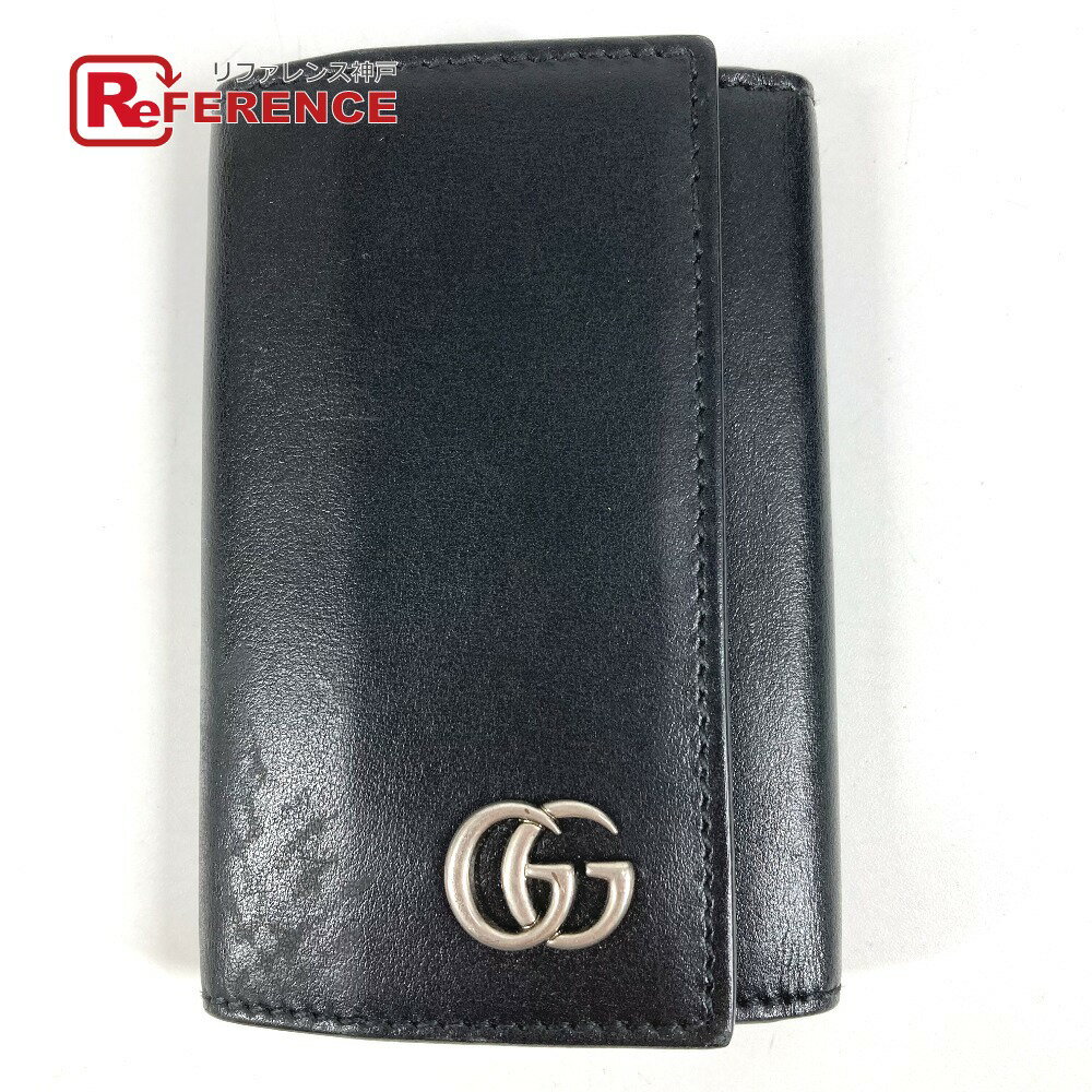 GUCCI グッチ 435305 GGマーモント GG ロゴ 6P キーリング 6ポイント 鍵 キーケース レザー ユニセックス ブラック 【中古】