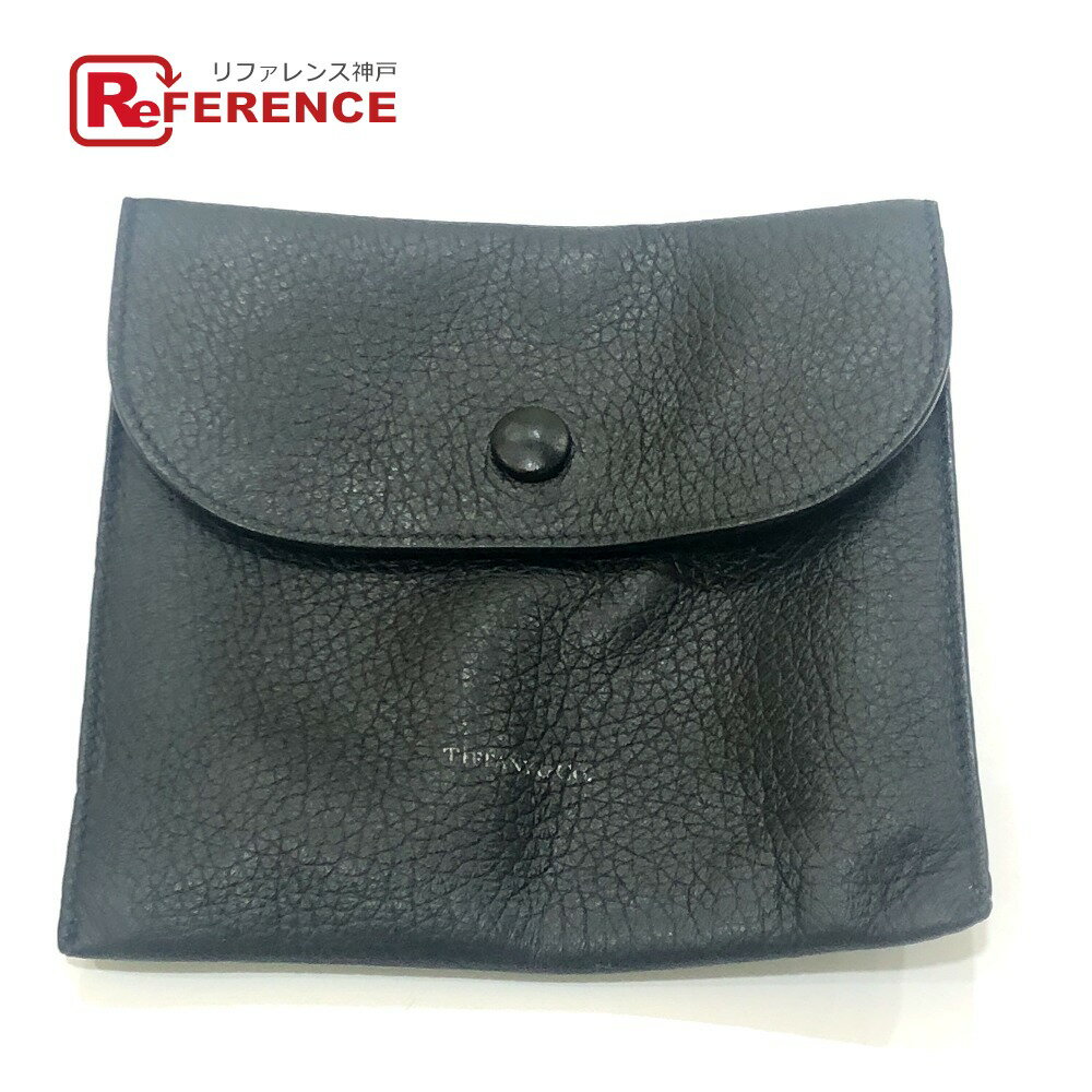 TIFFANY&Co. ティファニー 小物 雑貨 小物収納 マルチポーチ ロゴ スクエア フラット ポーチ レザー レディース ブラック 【中古】