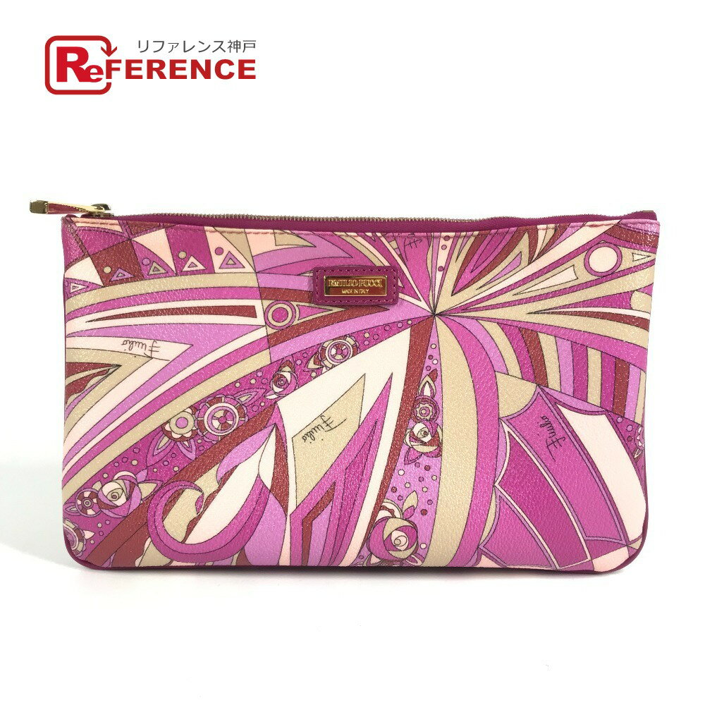 Emilio Pucci エミリオプッチ ロゴ コスメティックケース カバン ポーチ セカンドバッグ クラッチバッグ レザー レディース ピンク 【中古】