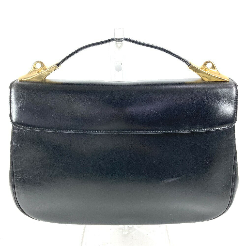 Dior ディオール ヴィンテージ CDロゴ カバン フラップ がま口コインケース 財布 小銭入れ ハンドバッグ レザー ユニセックス ブラック 【中古】