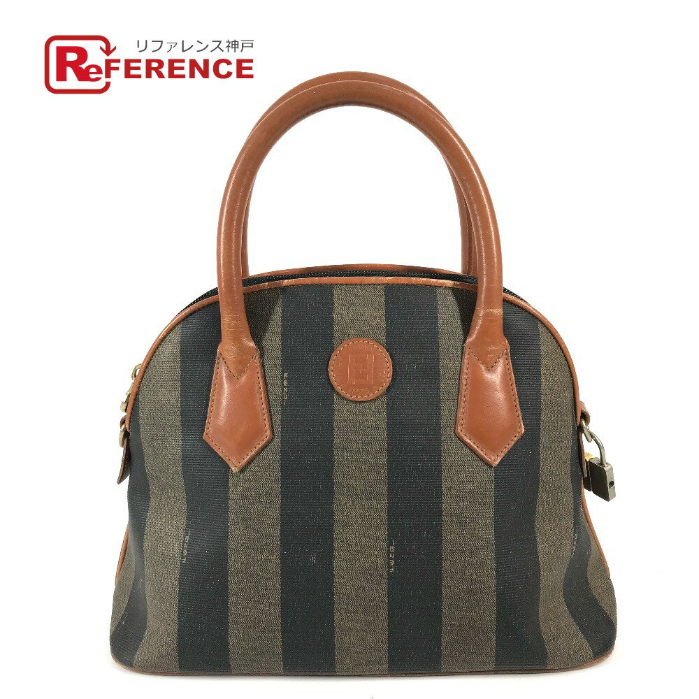 FENDI - FENDI フェンディ ヴィンテージ ペカン カバン バッグ ストライプ ハンドバッグ PVC/レザー ユニセックス ブラウン 【中古】