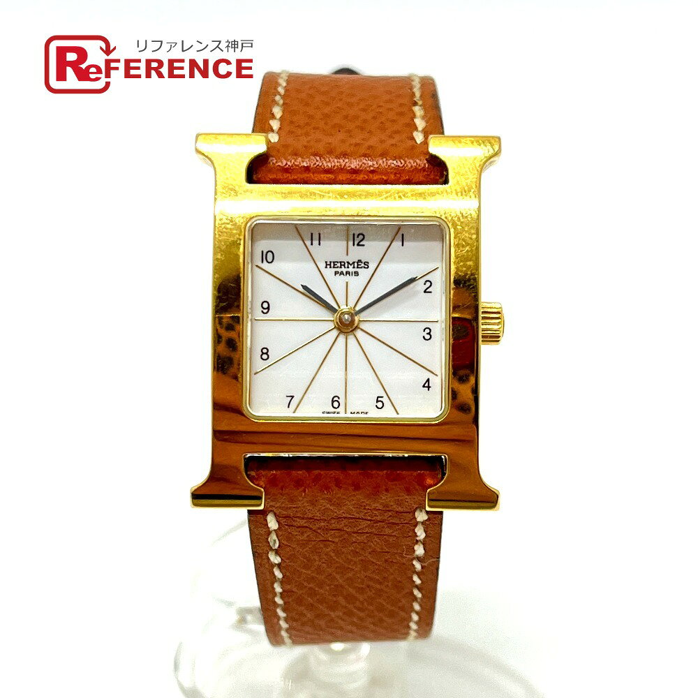 HERMES エルメス HH1.201 Hウォッチ クオーツ ウォッチ 時計 レザーベルト 腕時計 SS レディース ゴールド 【中古】