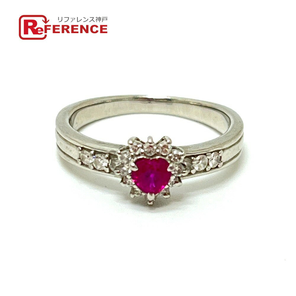 樂天商城 - jewelry ジュエリー Pt900 R0.30ct D0.24ct ルビー ハート ダイヤ アクセサリー リング・指輪 Pt900 レディース シルバー 14号 【中古】