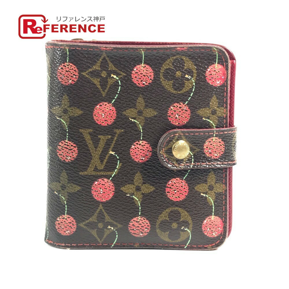 LOUIS VUITTON ルイヴィトン M95005 モノグラムチェリー 村上隆 サクランボ コンパクトジップ コンパクトウォレット 2つ折り財布 モノグラムチェリーキャンバス ユニセックス ブラウン 【中古】